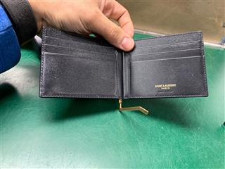 Yves Saint Laurent Money Clip Leather Wallet - Black